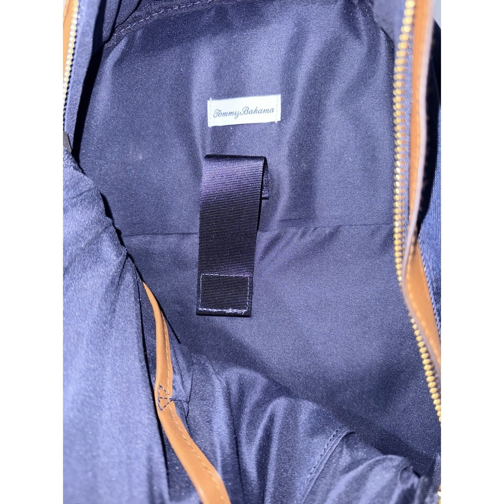 TOMMY BAHAMA Travel Laptop Backpack Crossbody Bag Navy Faux Leather Trim‎ H - Picture 8 of 8